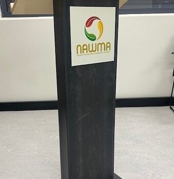 NAWMA lectern - made in SA using HDPE plastic recovered from local recycling bins